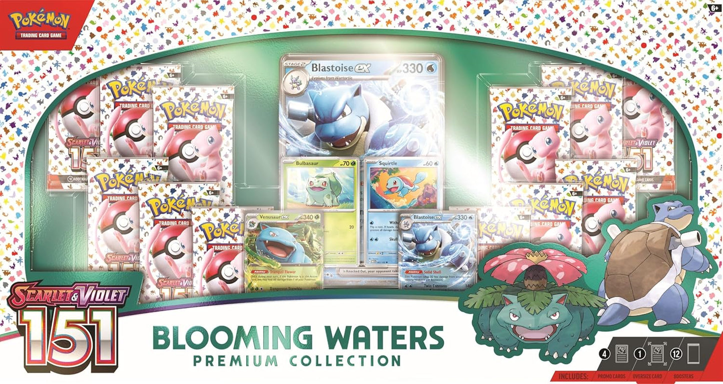 Pokémon TCG: Blooming Waters 151 Premium Collection (English)– ¡Domina el Juego con Venusaur ex y Blastoise ex!
